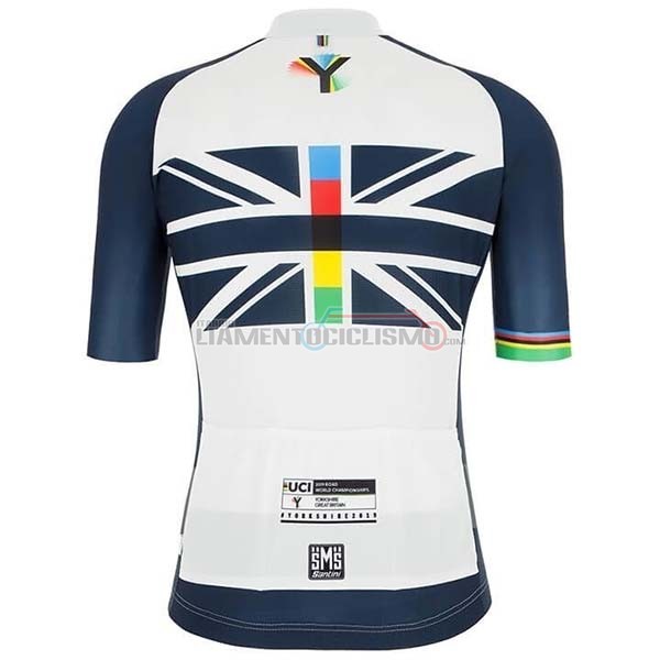 Abbigliamento Ciclismo USA Manica Corta 2019 Bianco Spento Blu
